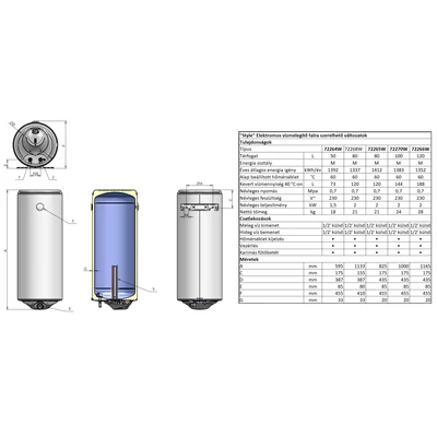 ELDOM Style 80 literes zománcozott elektromos vízmelegítő (2 kW - 435 mm Ø)